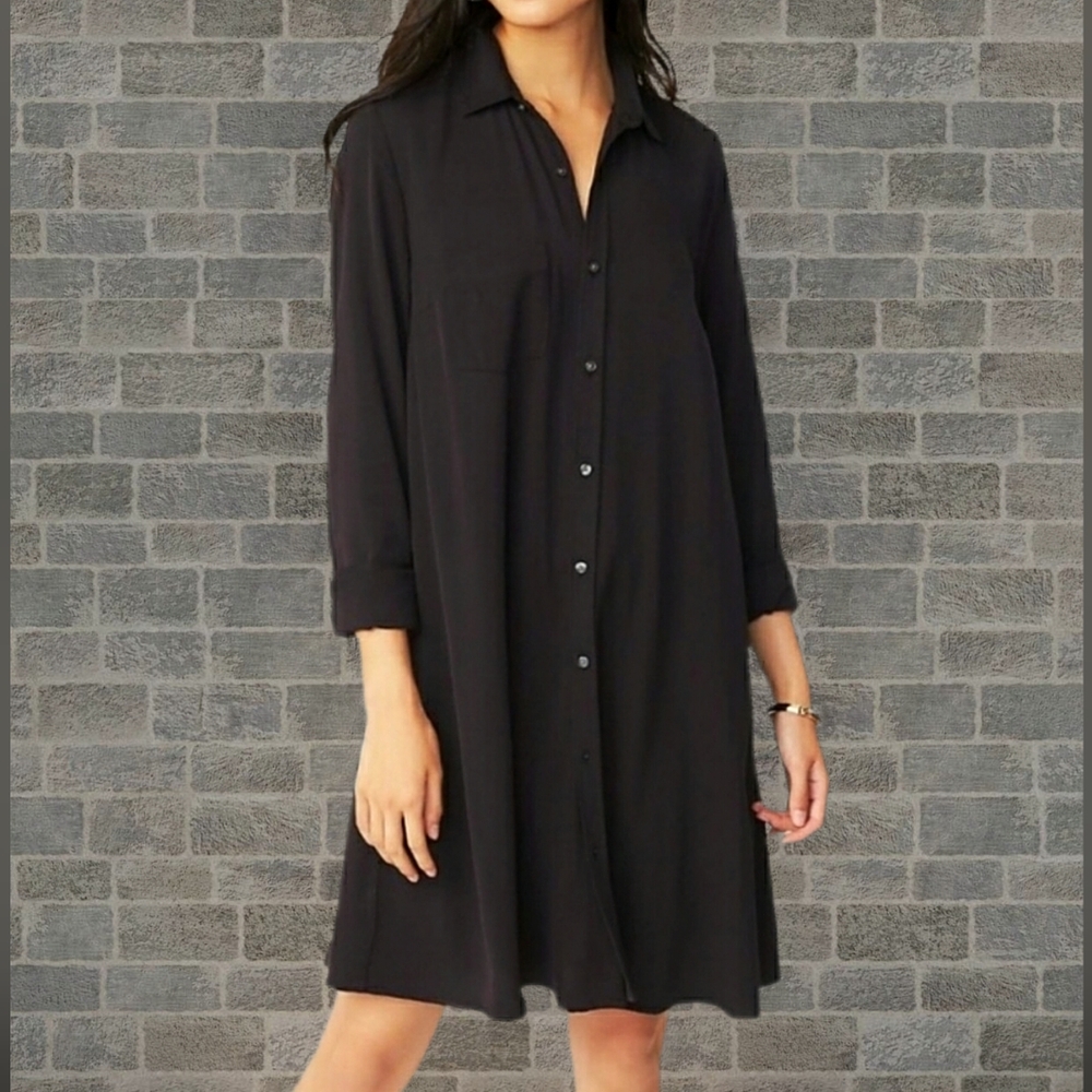 Old Navy Swing Shirt Dress; Black Button Up, sz. XS
